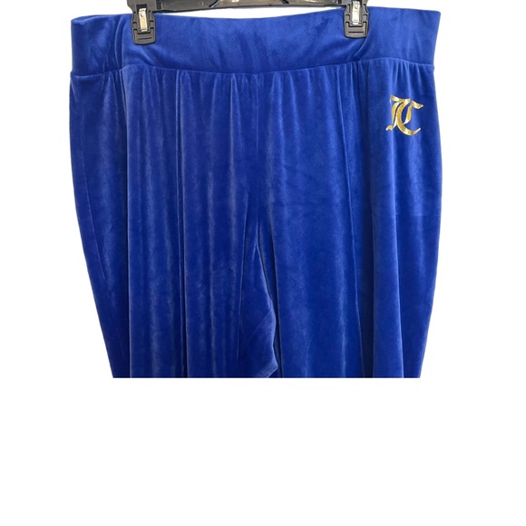 Juicy Couture Velvet Blue Slit Sides Wide Leg Pull on Sweatpants Size 1x - Picture 4 of 15